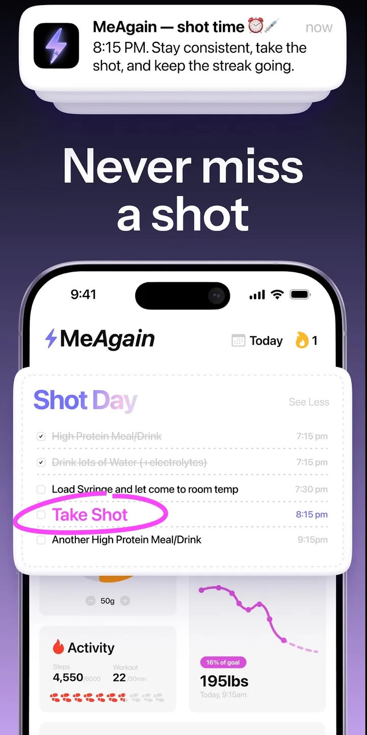 MeAgain: GLP-1 Tracker App screenshot 4