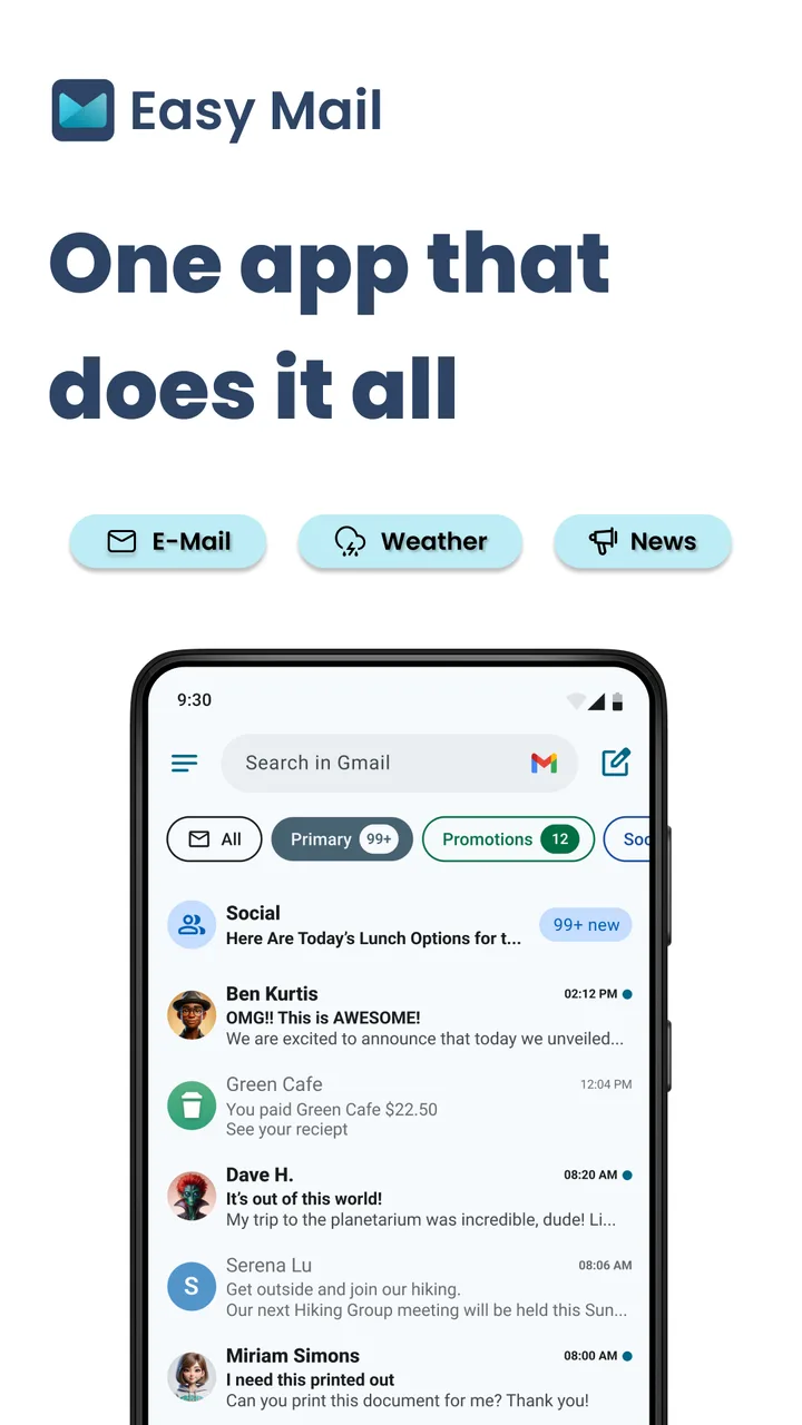 Easy Mail - Email Launcher screenshot 1