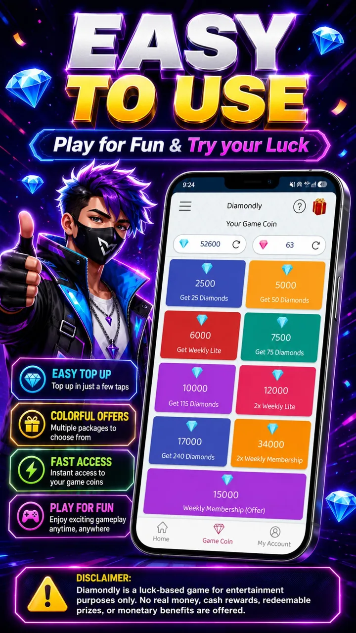 Diamondly: Play Win FFDiamonds screenshot 3