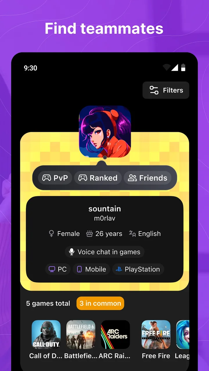 Gameram: Find gaming teammates screenshot 1