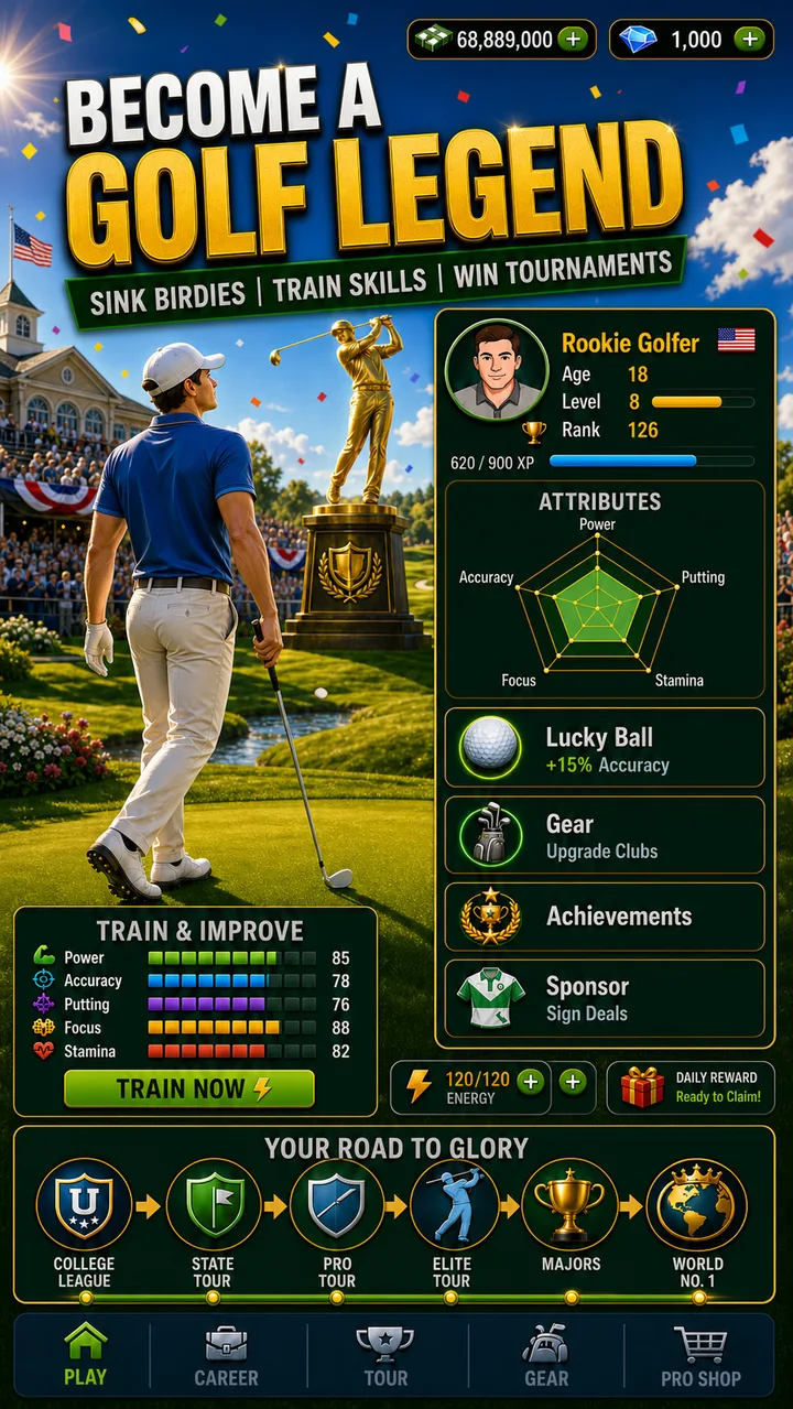 Golf Rising Star : Career Sim screenshot 1