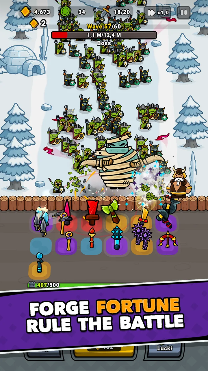Lucky Forge: Idle TD Game screenshot 1