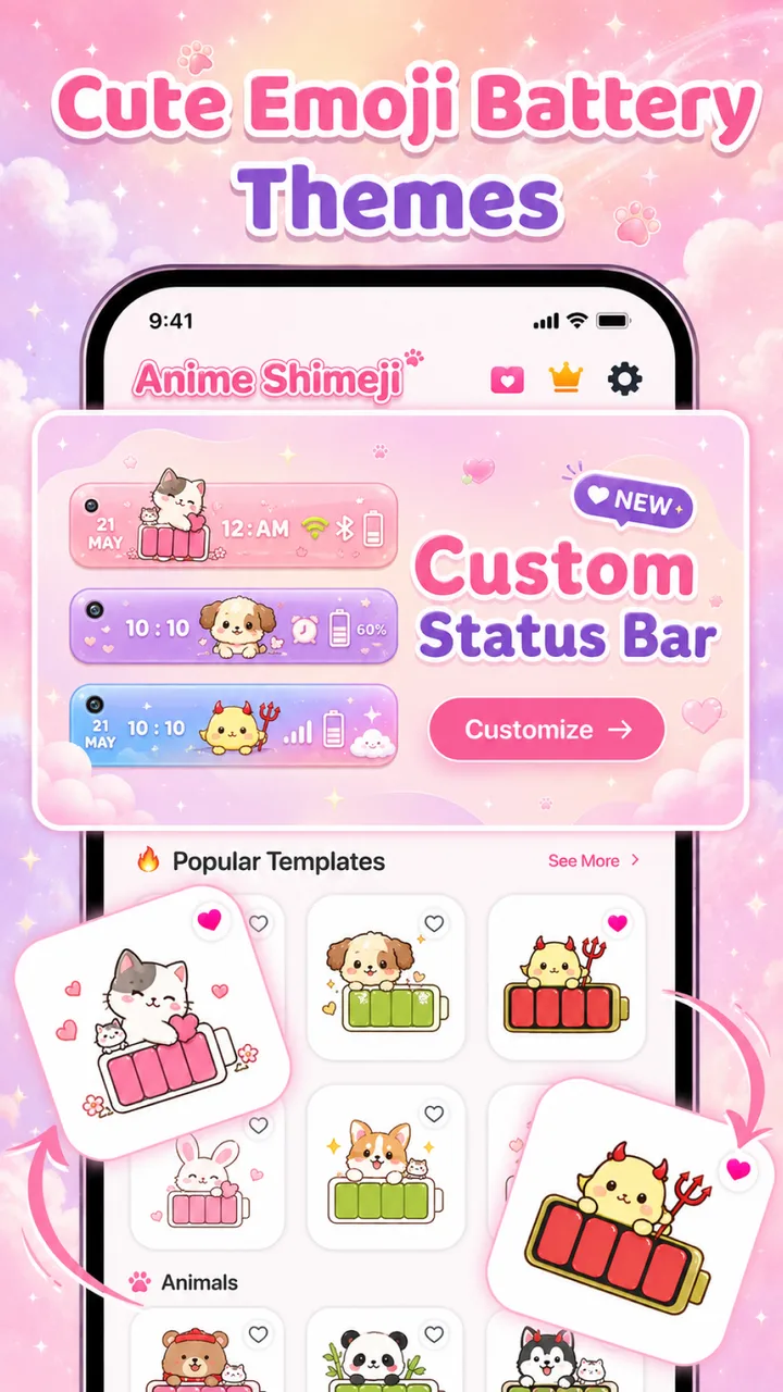 Emoji Battery & Shimeji Pets screenshot 2
