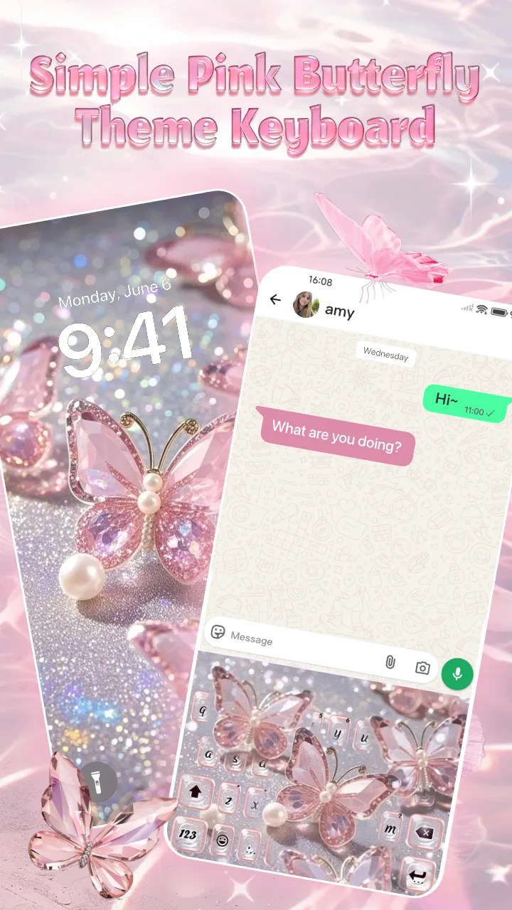 Simple Pink Butterfly Theme screenshot 1