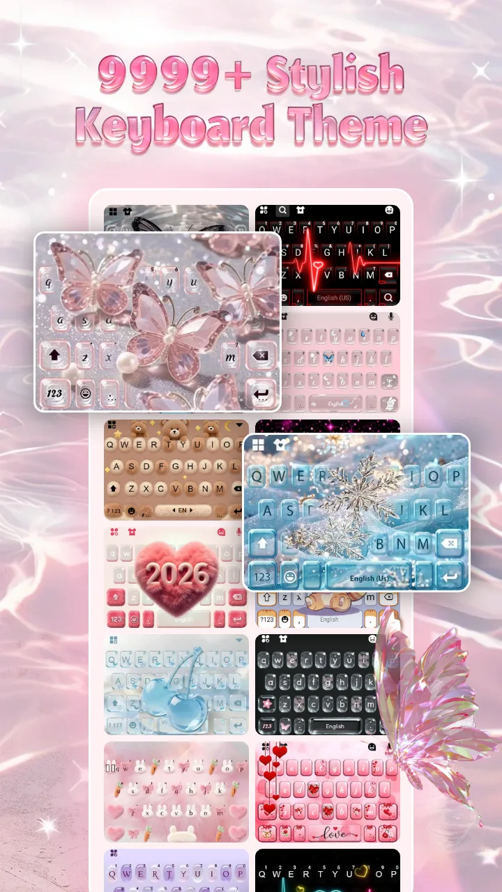 Simple Pink Butterfly Theme screenshot 2