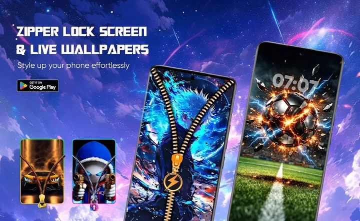 Zipper Lock Screen & Wallpaper screenshot 1